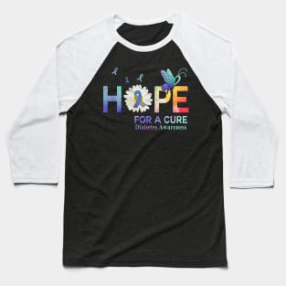 Hope For A Cure  Butterfly Flower diabetes Baseball T-Shirt